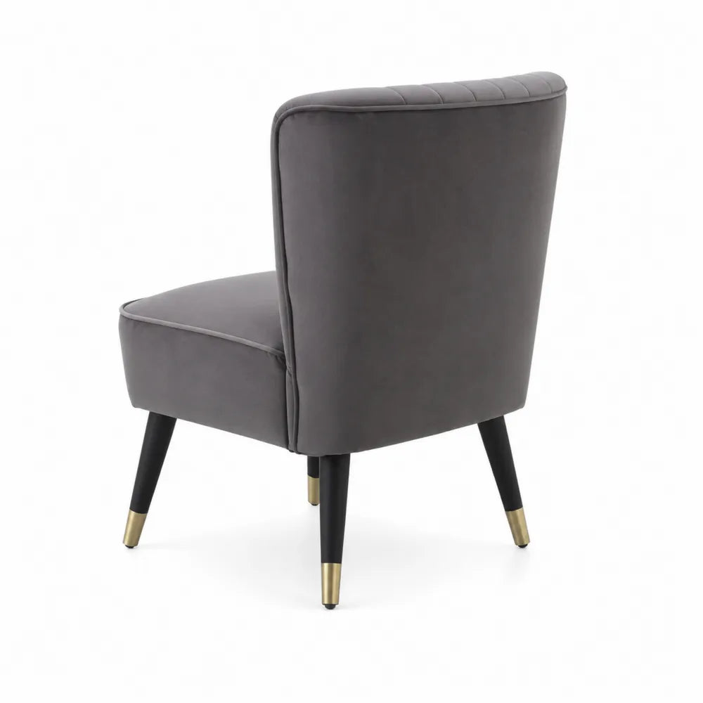 Sill¨®n de terciopelo gris con patas de metal, 75