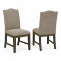 Juego de 2 sillas de comedor de lino beige con estructura
