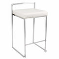 Taburete con asiento de cuero sint¨¦tico blanco y estructur