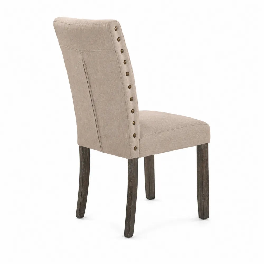 Silla de Comedor Tapizada en Lino con Patas de Madera 9