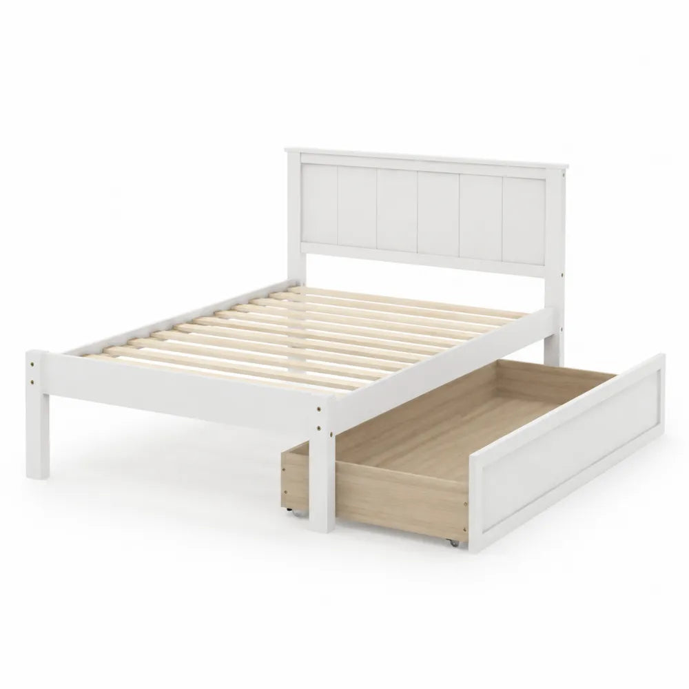 Cama de madera con caj¨®n de almacenamiento Blanca