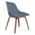 Silla de comedor de tela azul con pat
