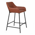 Taburete de bar de piel sint¨¦tica marr¨®n y estructur