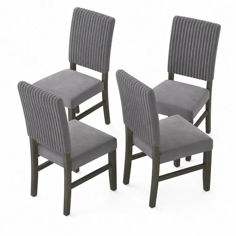Juego de 4 sillas de comedor con estructura de madera y tapizado de poli