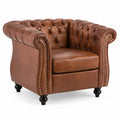 Sill¨®n Chesterfield de Cuero Sint¨¦tico Marr¨®n con