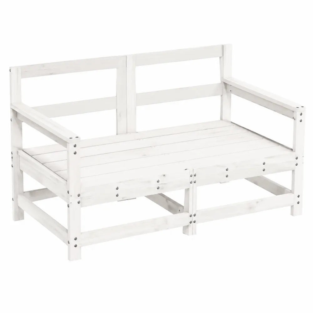 Sof¨¢ de madera de pino para exterior blanco 12