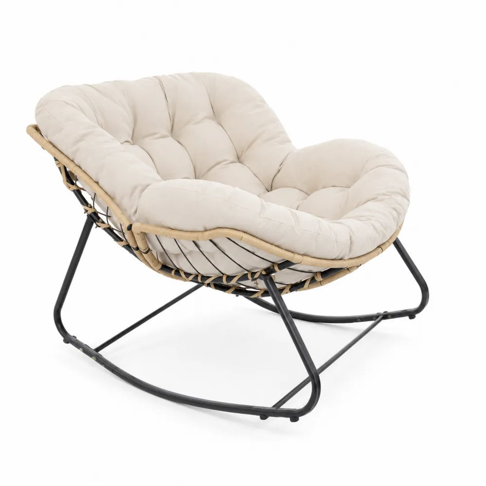 Silla mecedora de metal con c
